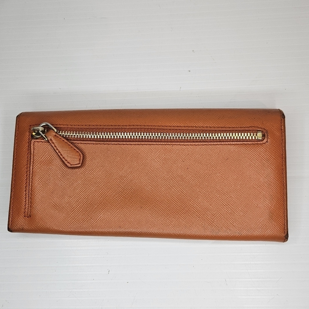 Authentic PRADA Saffiano Leather Continental Wallet Orange - Picture 3 of 8
